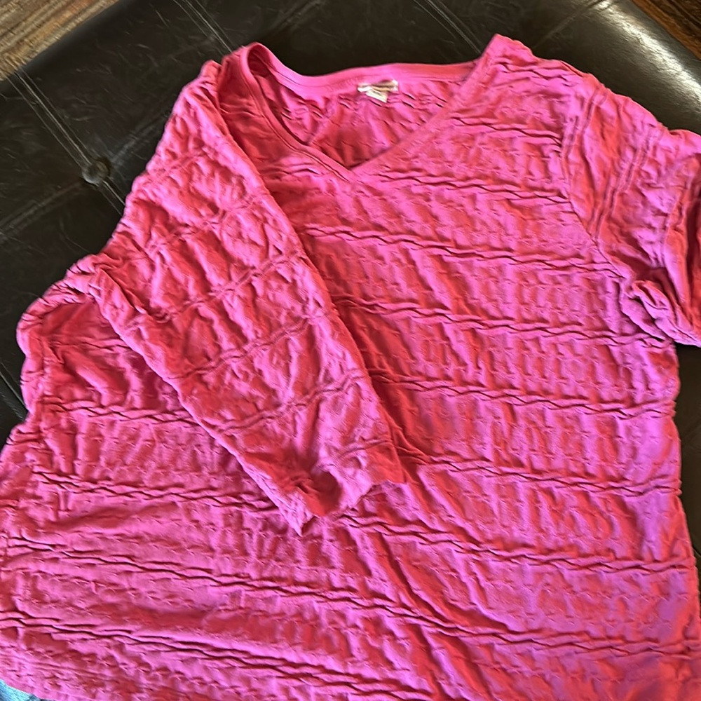 Croft& Barrow rose pink pucker stitch  top